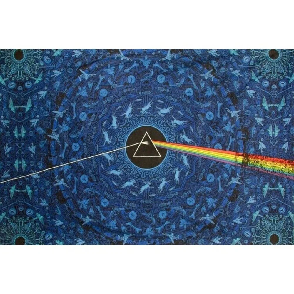 New Mini Blue 3D Pink Floyd Dark Side of the Moon Prism Tapestry Dorm Art 45x30
